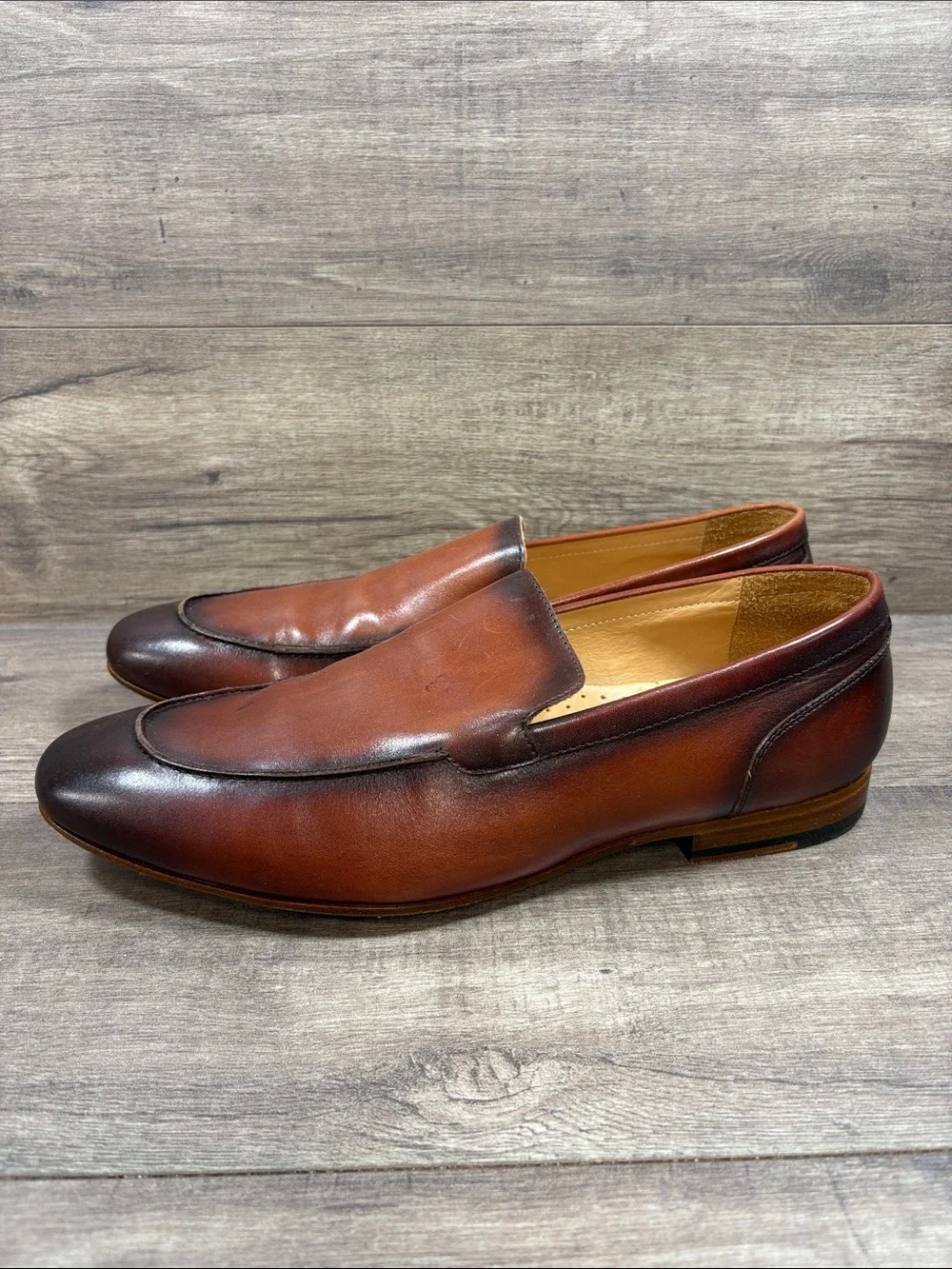 Curatore Venetian Loafers Brown Burnished Leather Mens Size 10